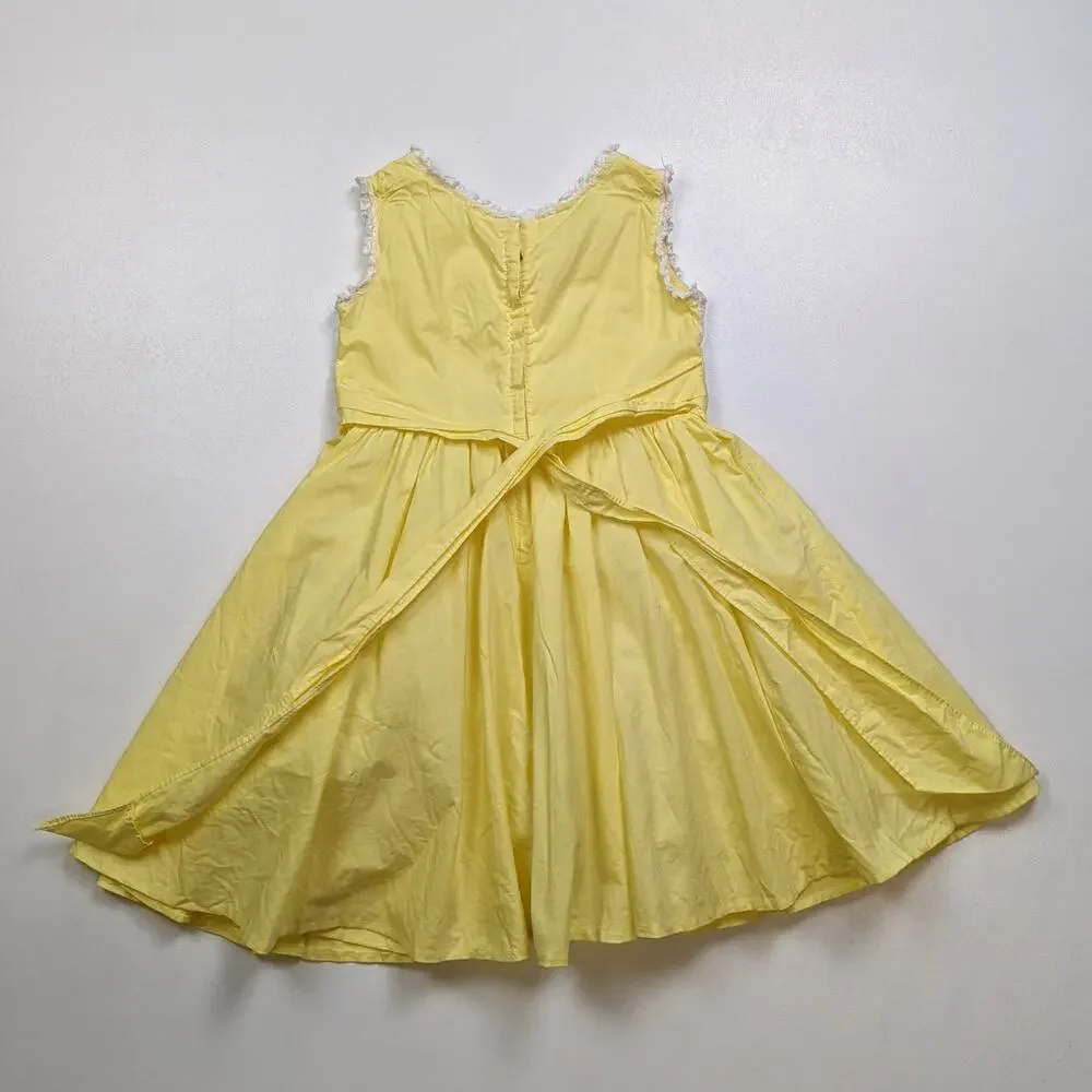 Vintage Moppets Dress Girls Sz 5T 50s/60s Yellow Eyelet Sundress